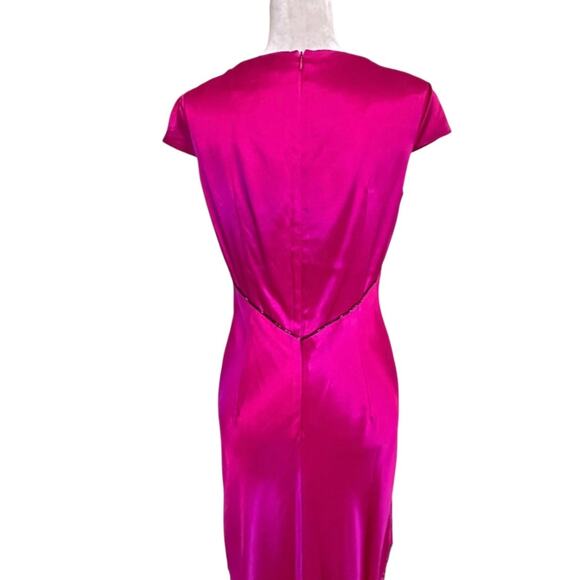 Vtg Y2K does 30s ABS Allen Schwartz Embroidered Beaded Angled Hem Dress Sz 8 - Picture 5 of 16